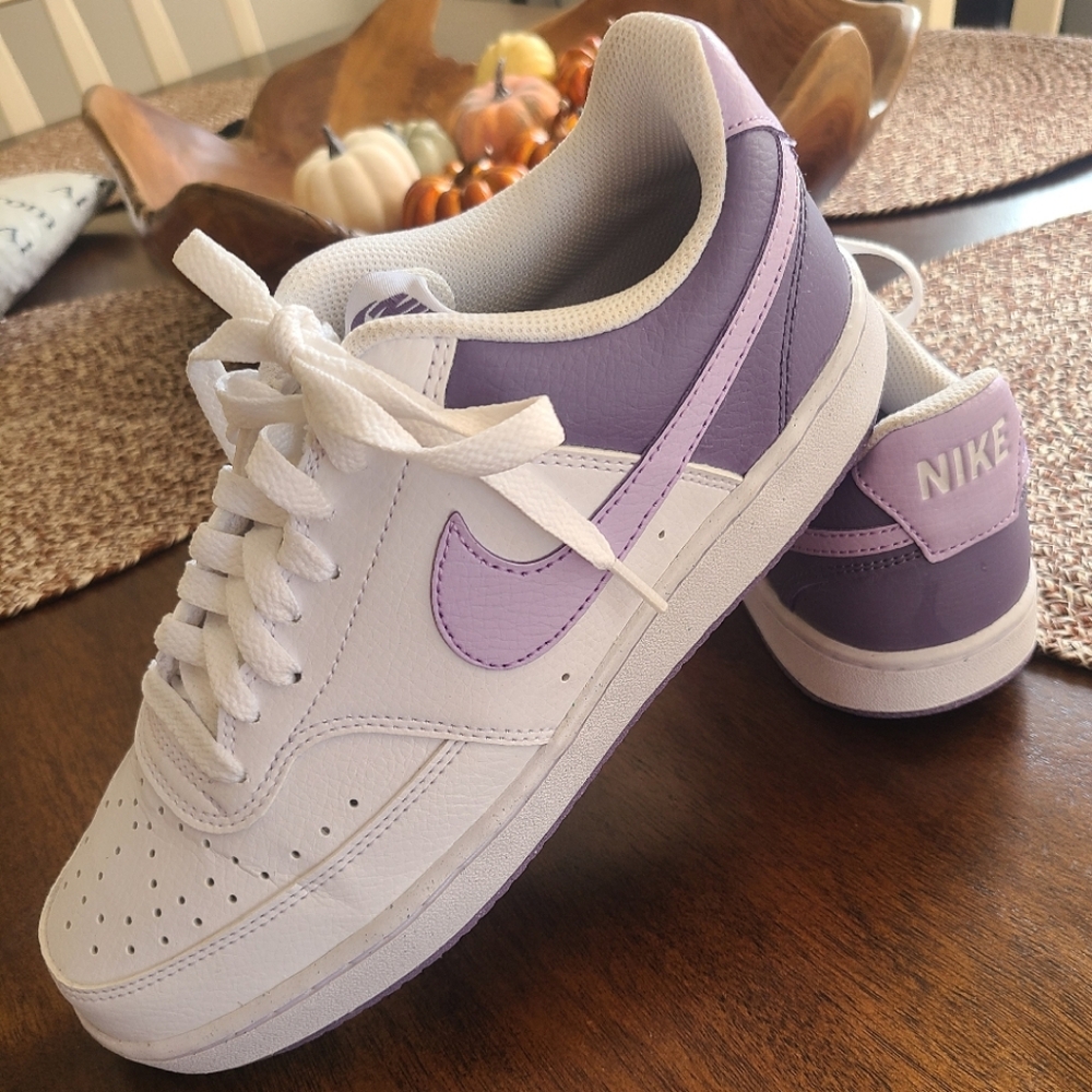 Nike Court Vision Low White and Purple Sneaker